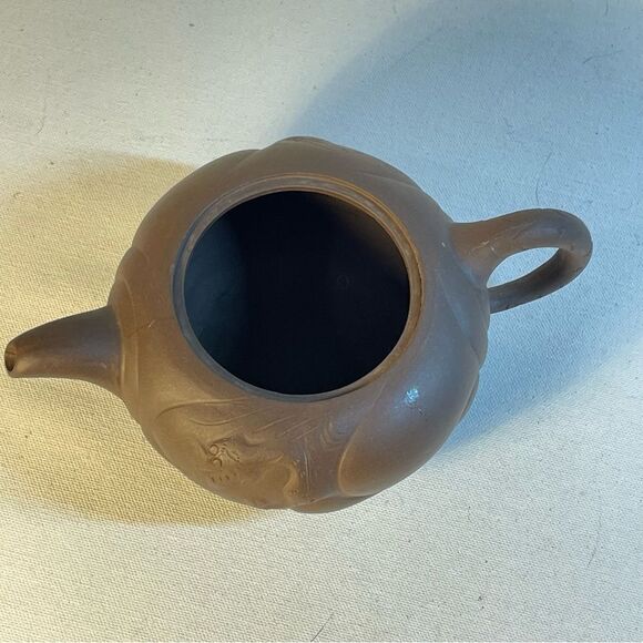 Yixing teapot and cups Chinese purple clay with dragon & pumpkin for good luck - Picture 4 of 10